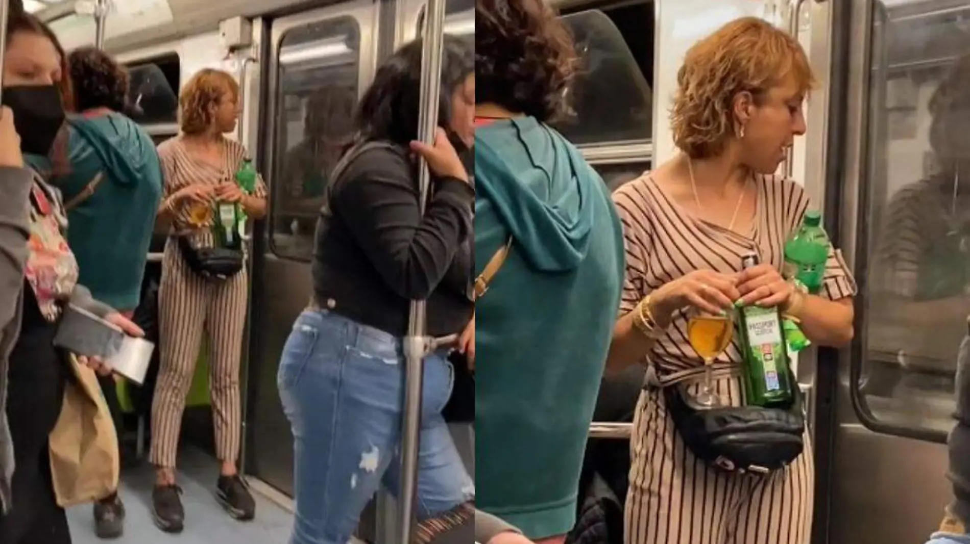 Mujer bebe alcohol en el metro CDMX